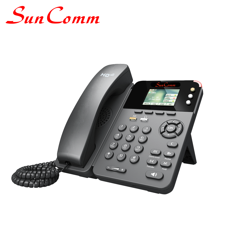 VoIP Phone with 3-Lines 3 SIP accounts, HD Voice, PoE, 2 x PC and LAN port  support multi-language